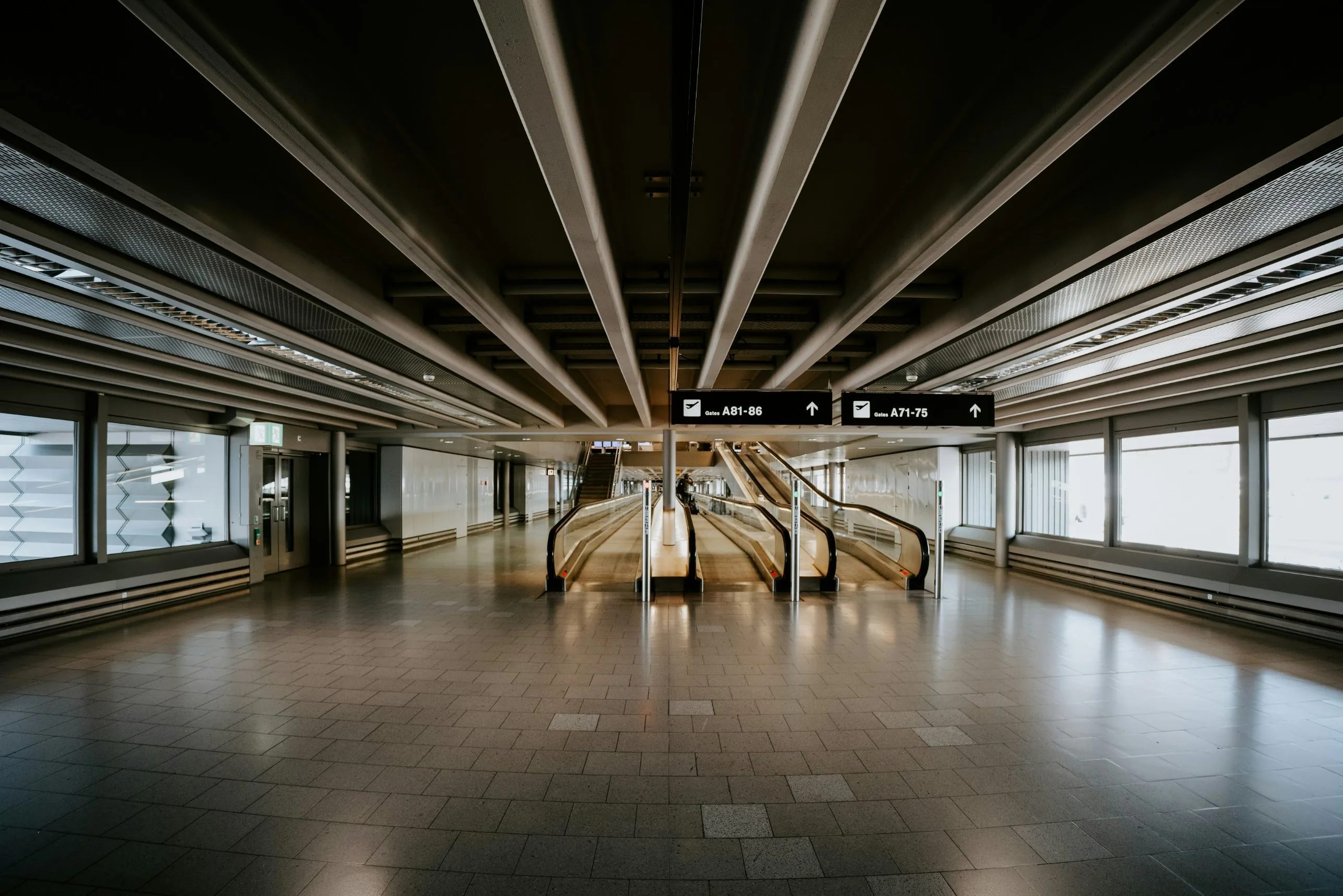 Moving walkway in an airport terminal
